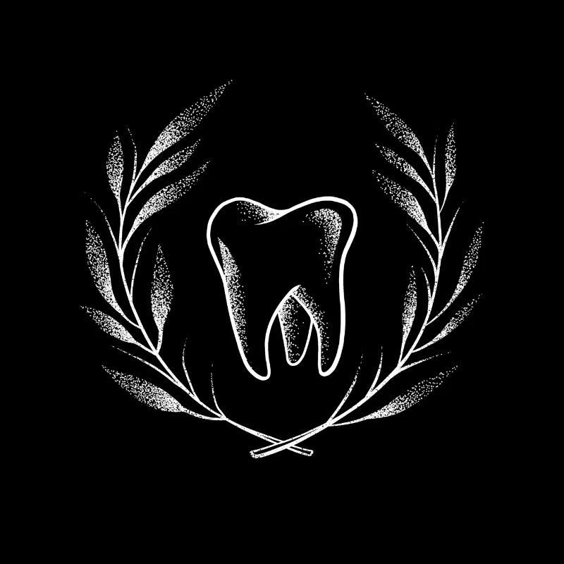 Dent blanche et couronne laurier dotwork