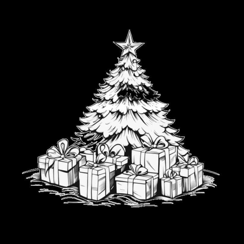 Weihnachtsbaum mit Stern und Geschenken 2023
