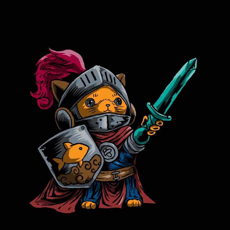 Chevalier Chat Guerrier Bouclier Epée Cavalier Noble