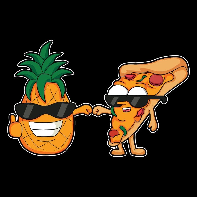 conception de dessins animés de pizza et d’ananas