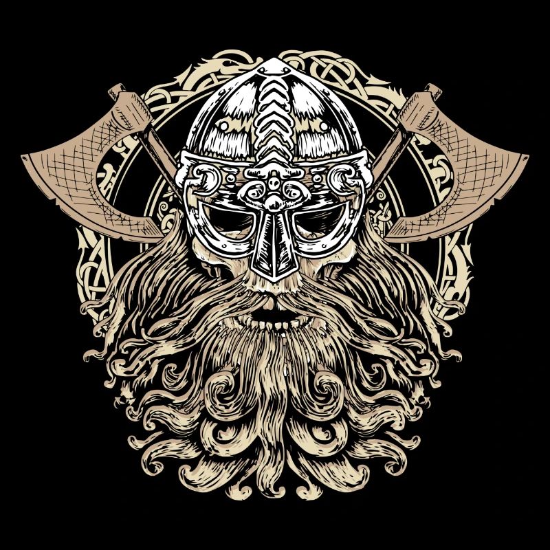 Wikinger Kopf Schädel Bart Walhalla Odin Geschenk