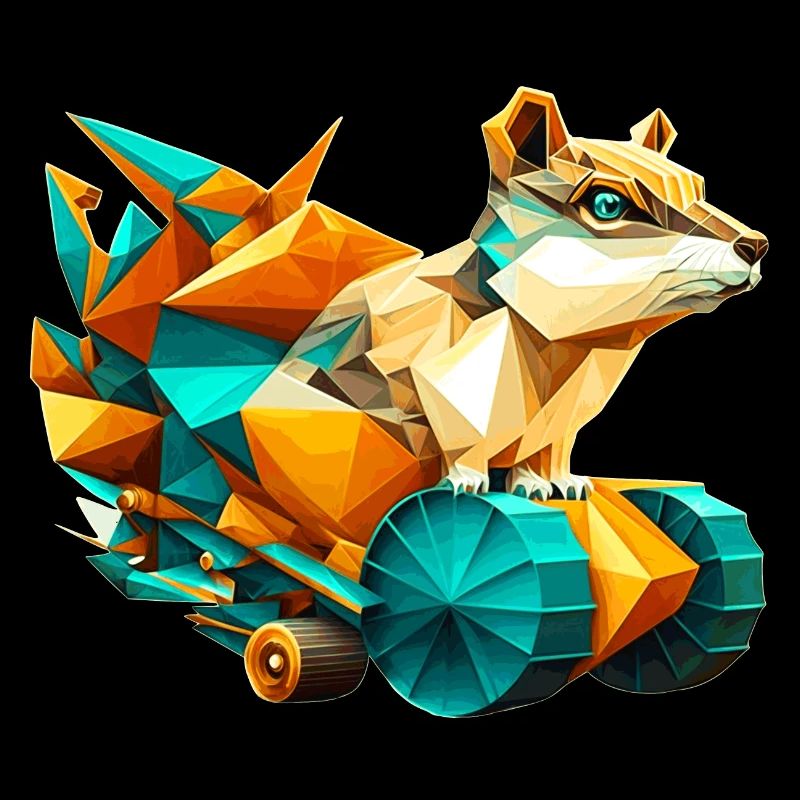 Cône 3D avec roues pixel art en aspect polygonal