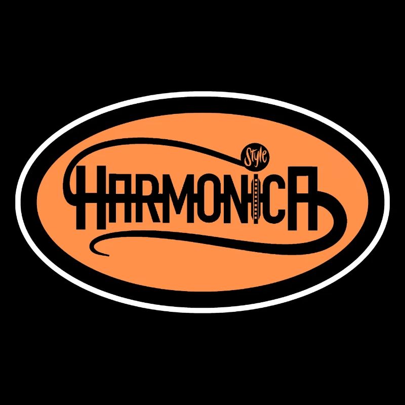 Harmonica Logo Style white edge for harmonica player