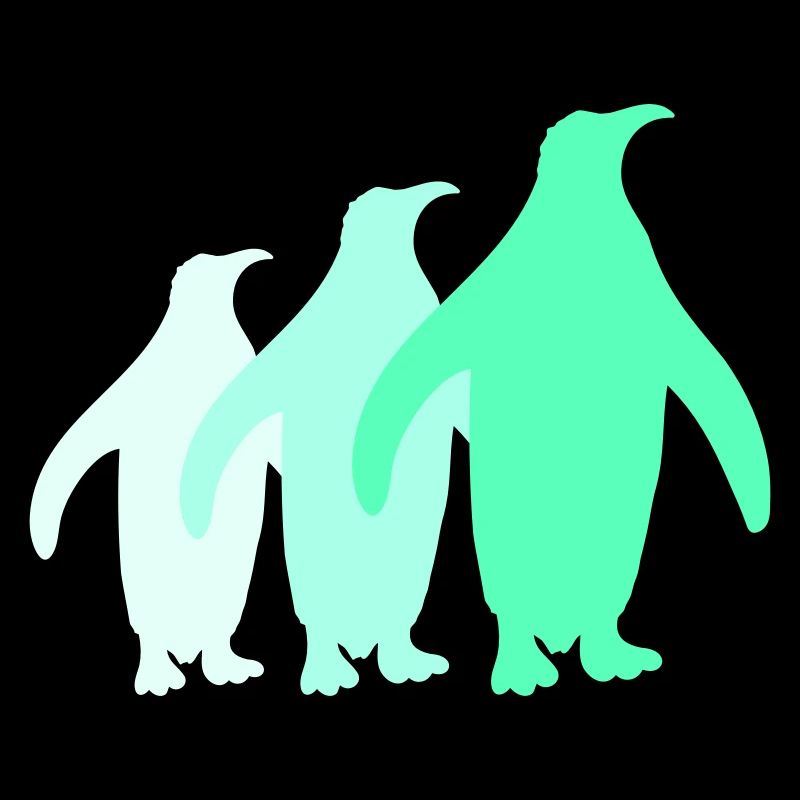 3 Penguins Silhouettes Three Friends Team Row