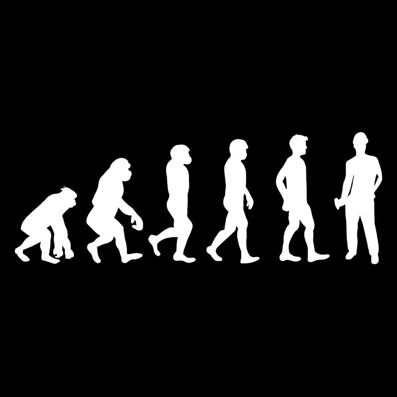 Evolution Bauarbeiter weiß
