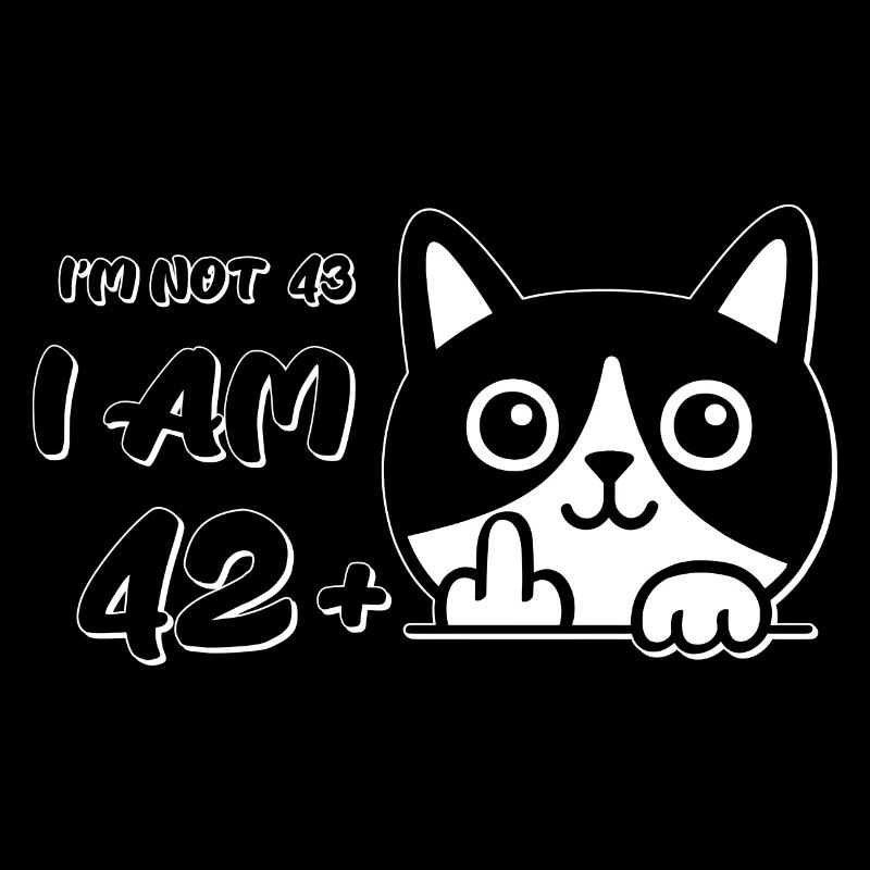 Ich bin nicht 43, ich bin 42 plus 1 Mittelfinger Katzenflip