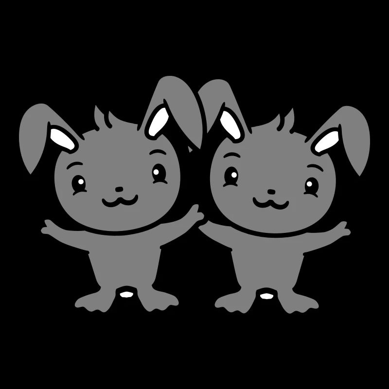 2 Hasen Freunde Team Crew Paar Zwei Glückliche