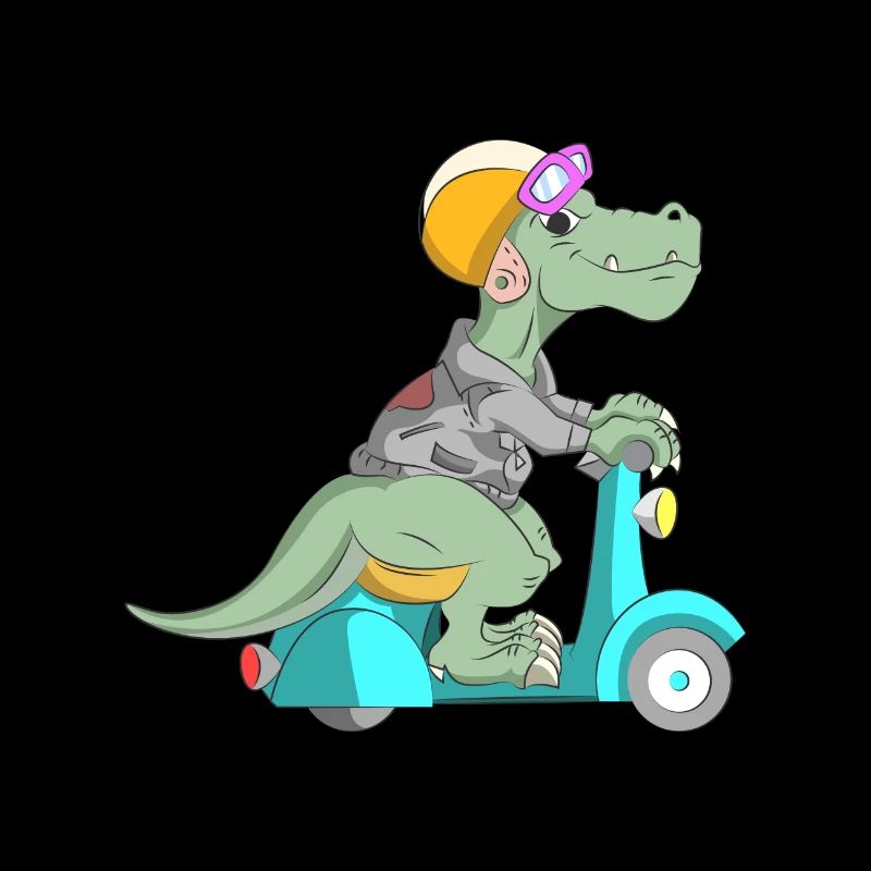 Dino T-Rex sur le cyclomoteur