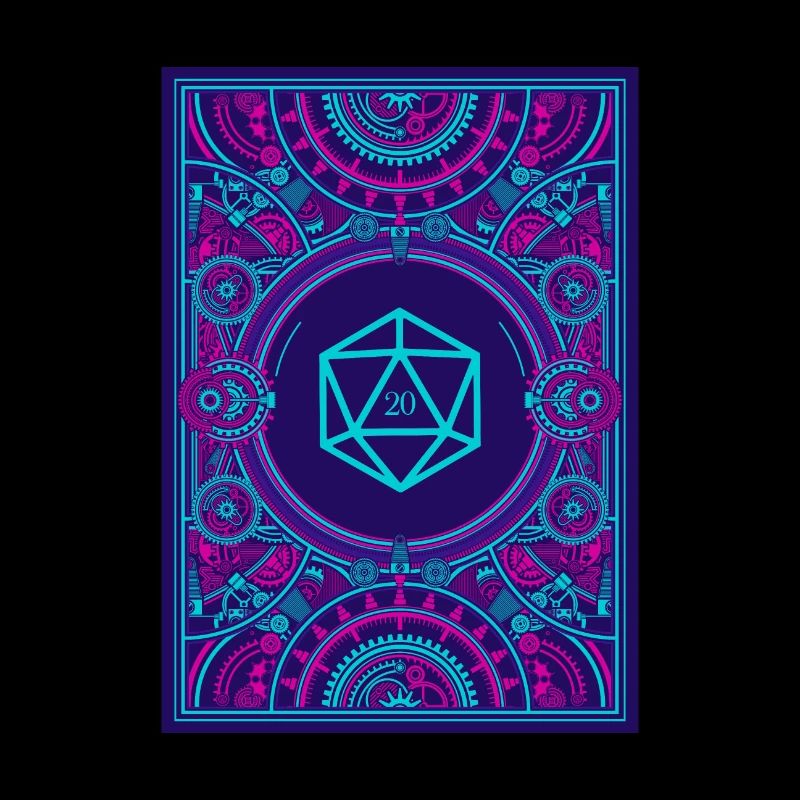 Synthwave Polyhedral D20 Dice Retrowave Steampunk