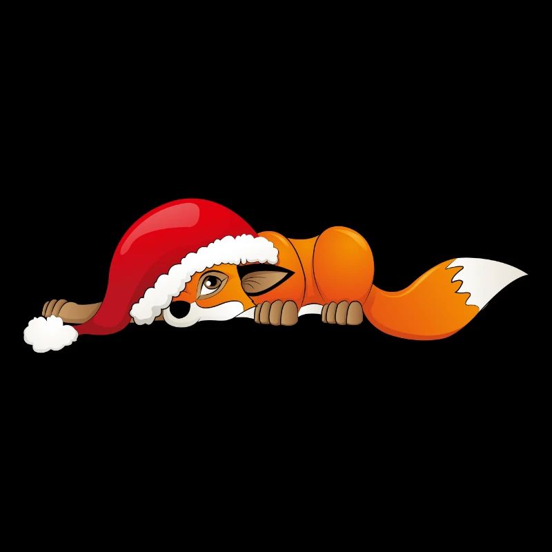 Fox with Christmas hat