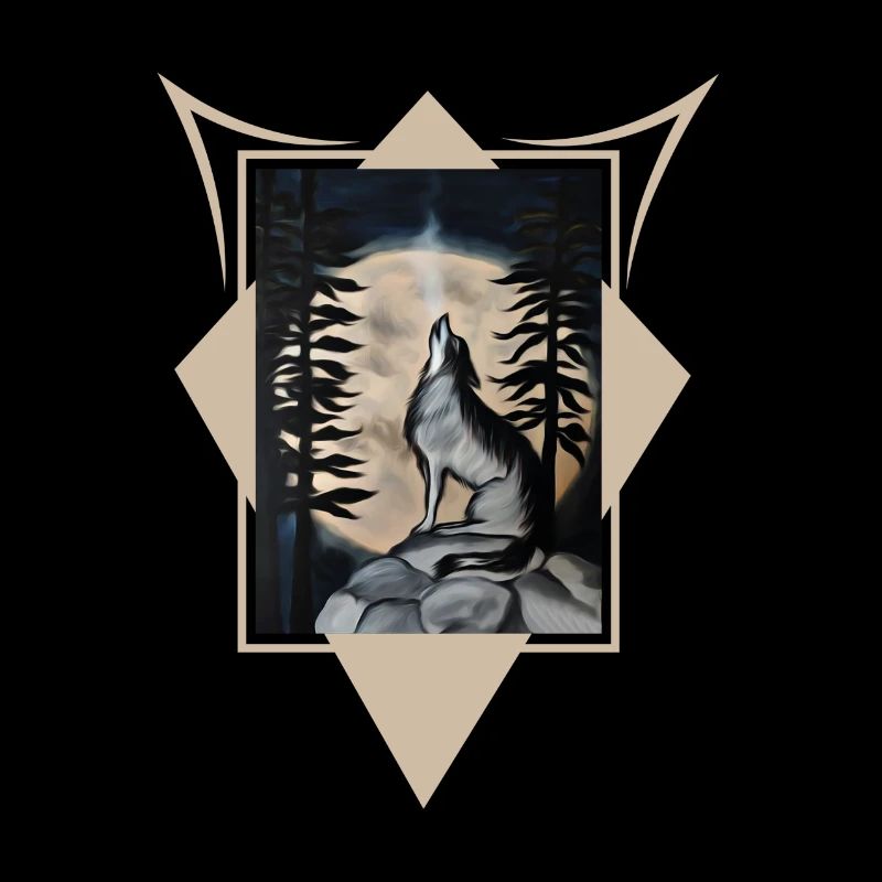 Wolf on the hill night wanderer