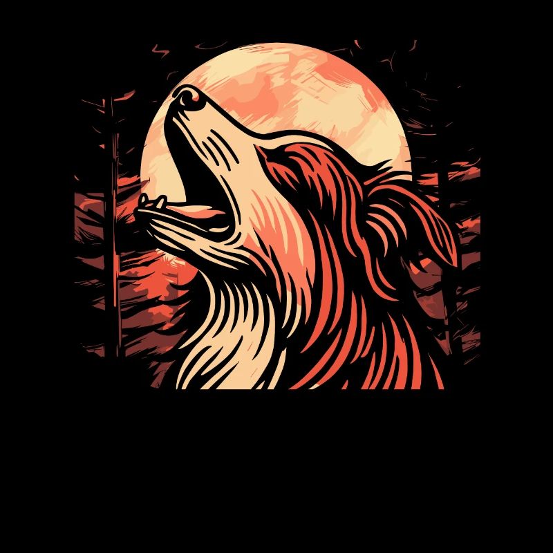 Australian Shepherd Moon Howling