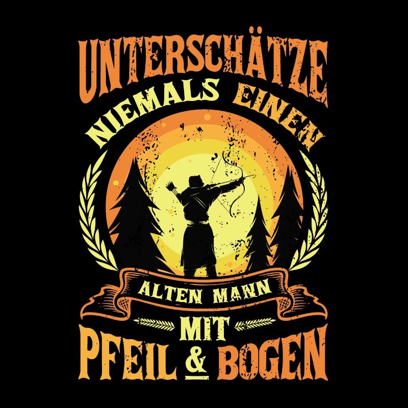 Alter Mann Mit Pfeil und Bogen, Bogenschießen.