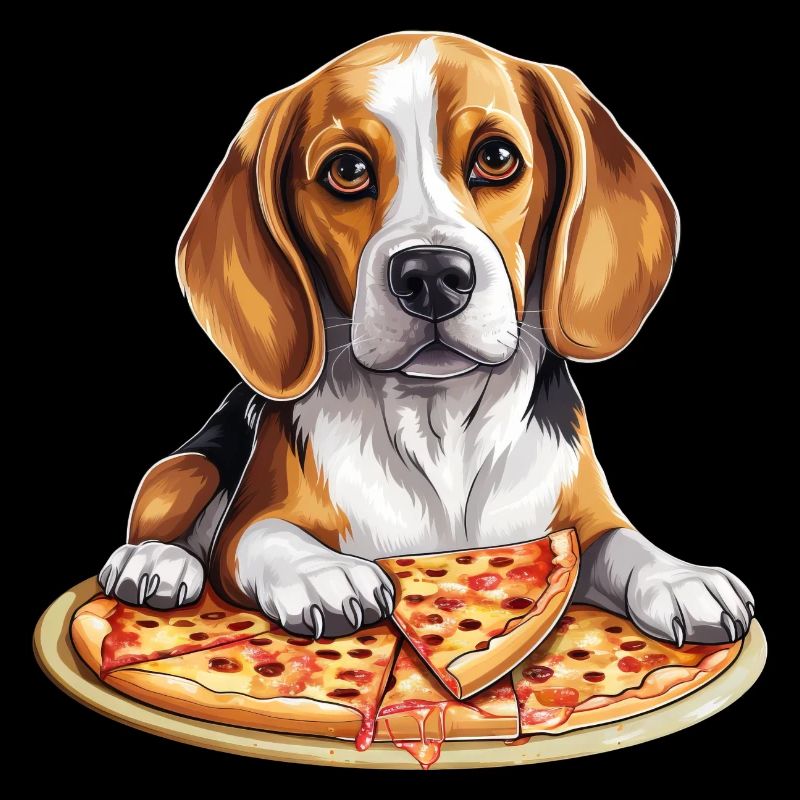 Beagle avec pizza, Conception de nourriture amusante pour chiens