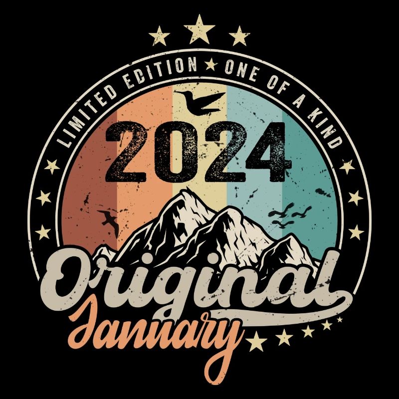 Vintage Retro Januar 2024 Geburtstagsgeschenk