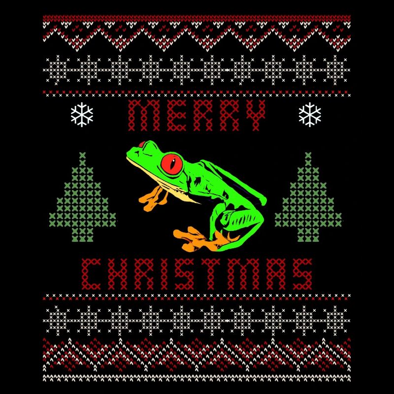 Rotäugiger Baumfrosch Hässlicher Weihnachtspullover Design