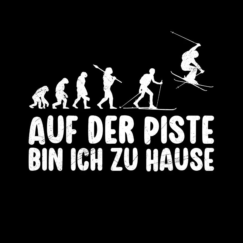Evolution Skifahrer Auf der Piste bin ich zu Hause