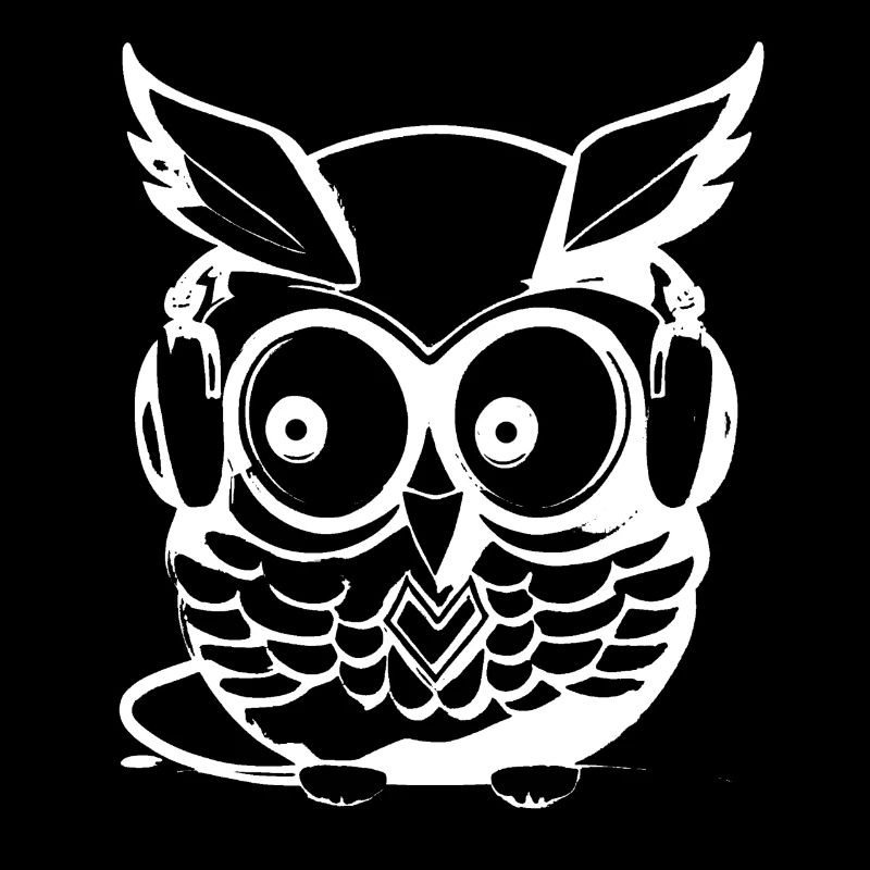 Eule weiß Kopfhörer