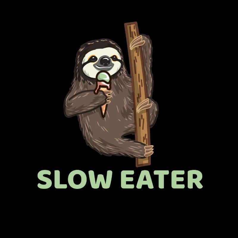 Faultier Sloth Ast hängt Eis Waffel Ice Geschenk