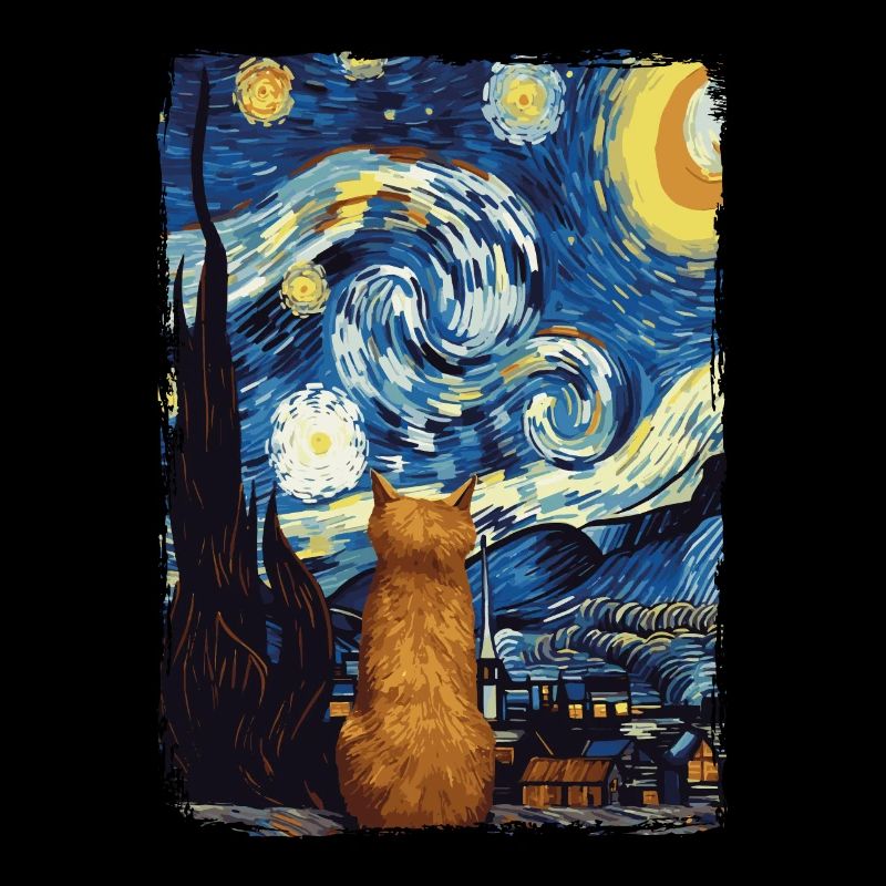Katze Starry Night