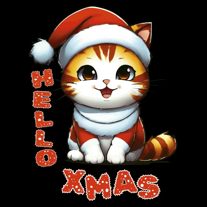 Hello Xmas - Mignon chat de Noël dans un costume de Père Noël
