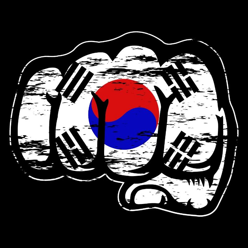 Drapeau de la Corée du Sud Main Poing Utilisé