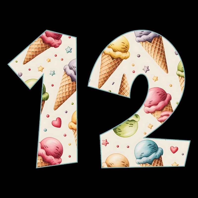 GLACE NUMÉRO 12 ANS CRÈME GLACÉE 12E ANNIVERSAIRE