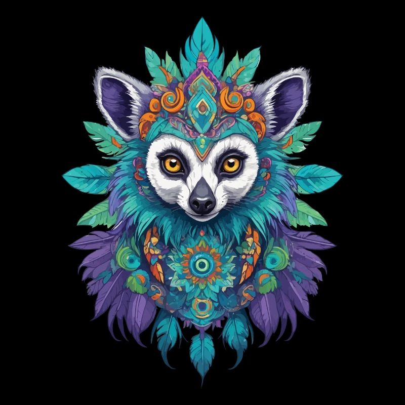 Lemurs Mandala Dream Catcher Design