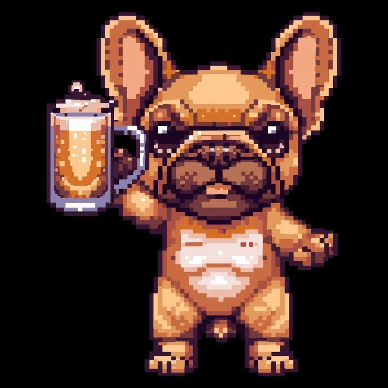 French Buldog Dogs Pixel Beer
