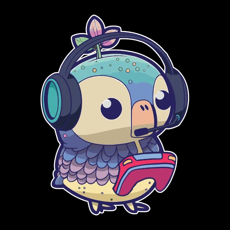 Spielen Sie Controller Gaming -Eule Mit Kopfhörern