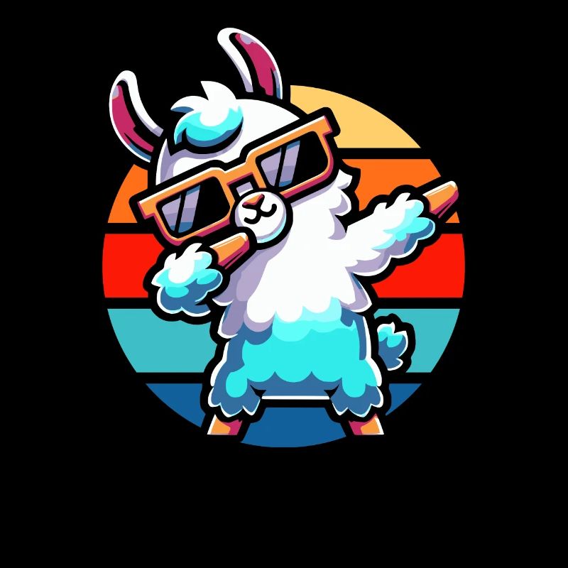 Dabbing Lama Vintage Sunset