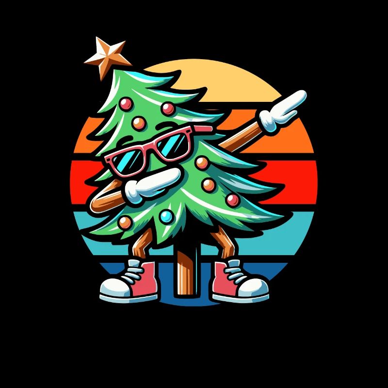 Dabbing Arbre de Noël Vintage Sunset