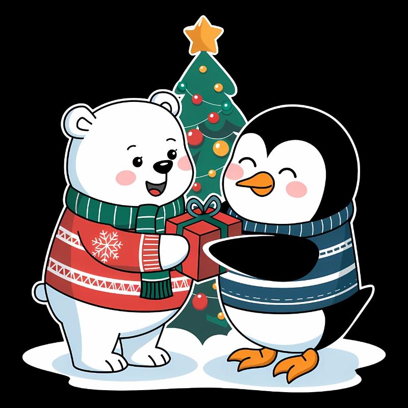 Polar Bear Penguin Christmas North Pole South Pole Visit