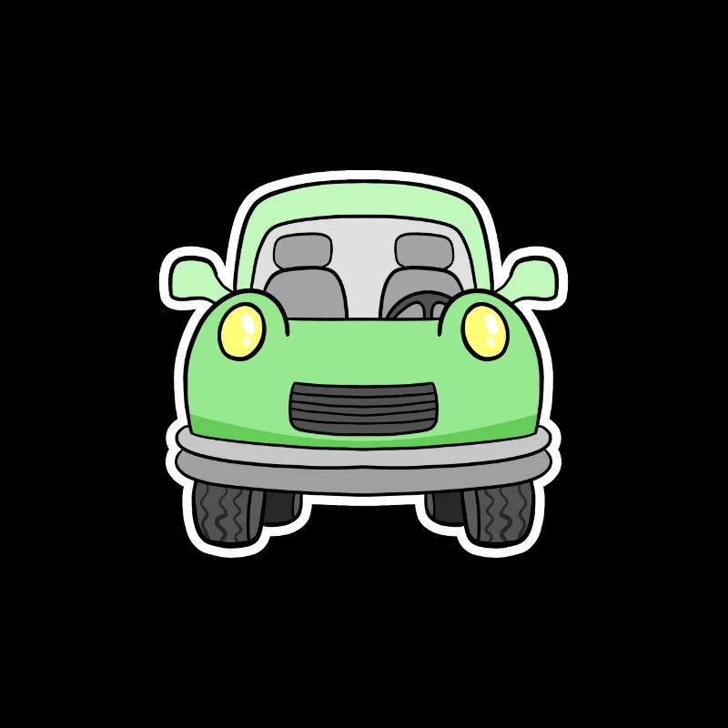 Vue frontale joyeuse de chariot vert