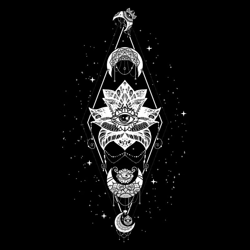 Occult Wicca Moon Lotus Witchcraft Aesthetic Goth