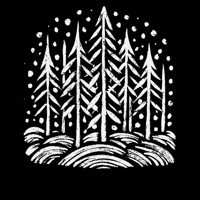 Imprimé arbre de forêt enneigée
