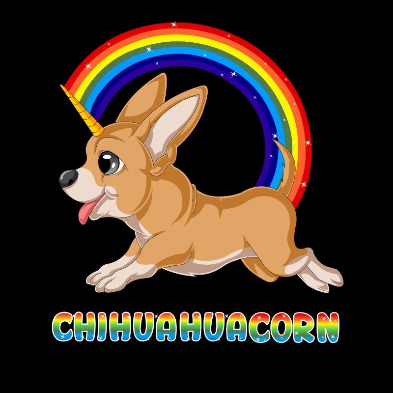 Verspieltes Chihuahuacorn mit Regenbogen