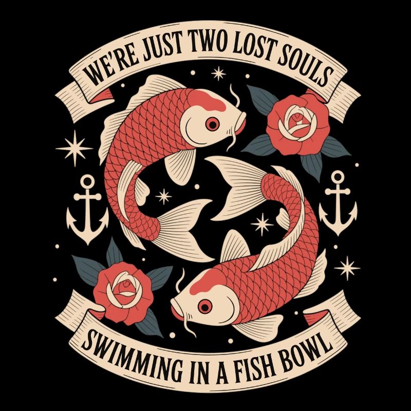 Deux âmes perdues - Style de tatouage de poisson koi