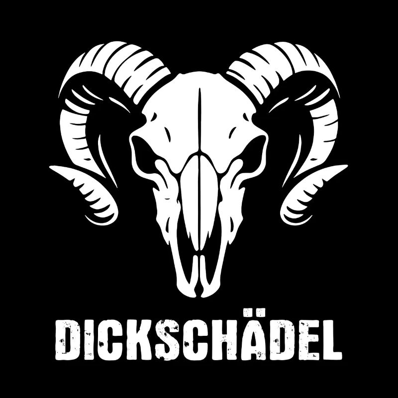 Widderkopf Schädel mit Hörnern - Dickschädel
