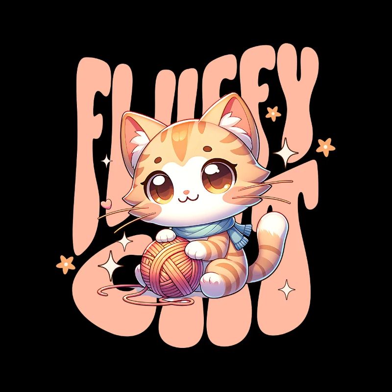 Cuddly Kitten with Yarn Ball Fluffy Cat Cat