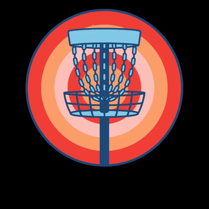 Disc Golf Basket Scène rétro du disc golf volant