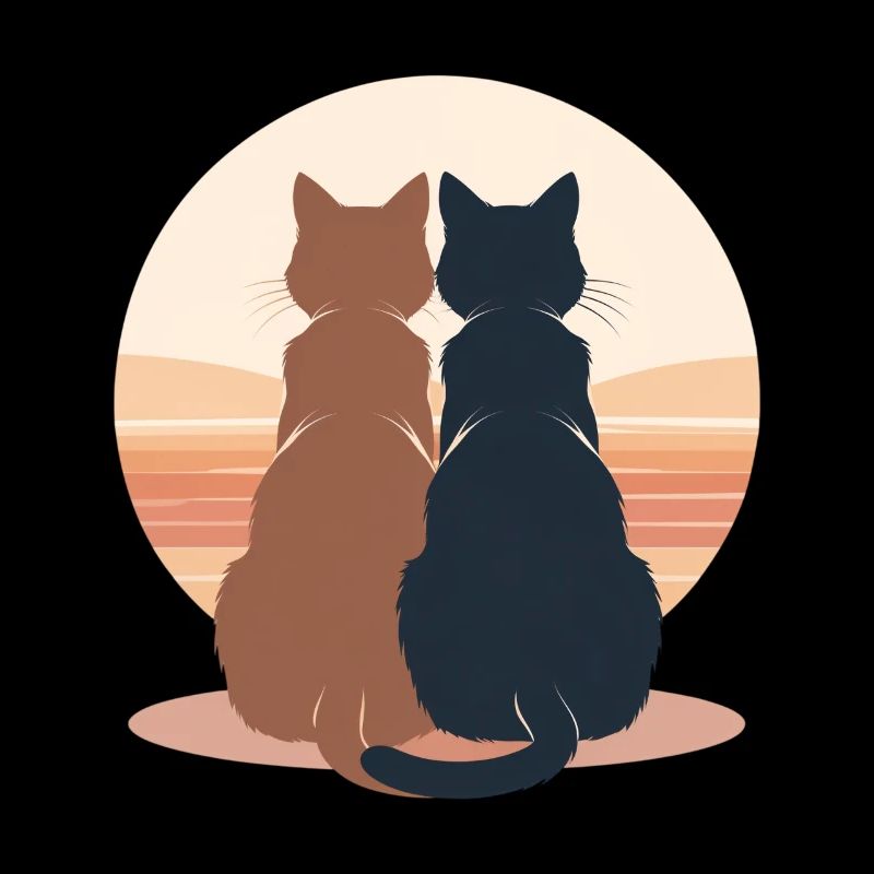 Deux chats au coucher du soleil