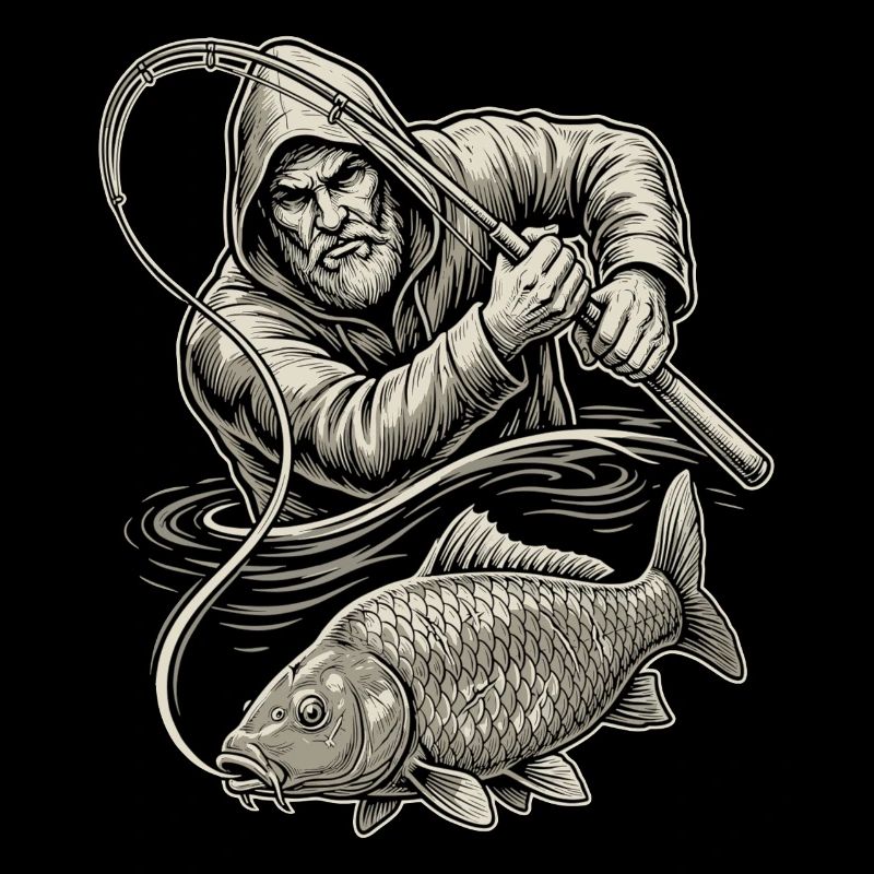 Illustration de carpe de pêcheur ancienne