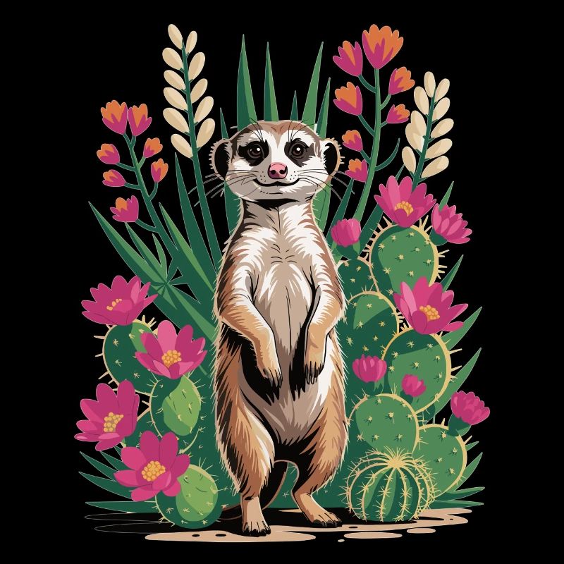 T-shirt suricate avec cactus - Cactus & fleurs