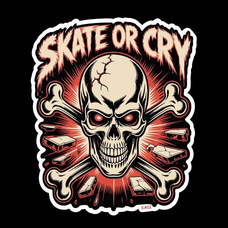 Skate- oder Cry-Skull-Tee-Design