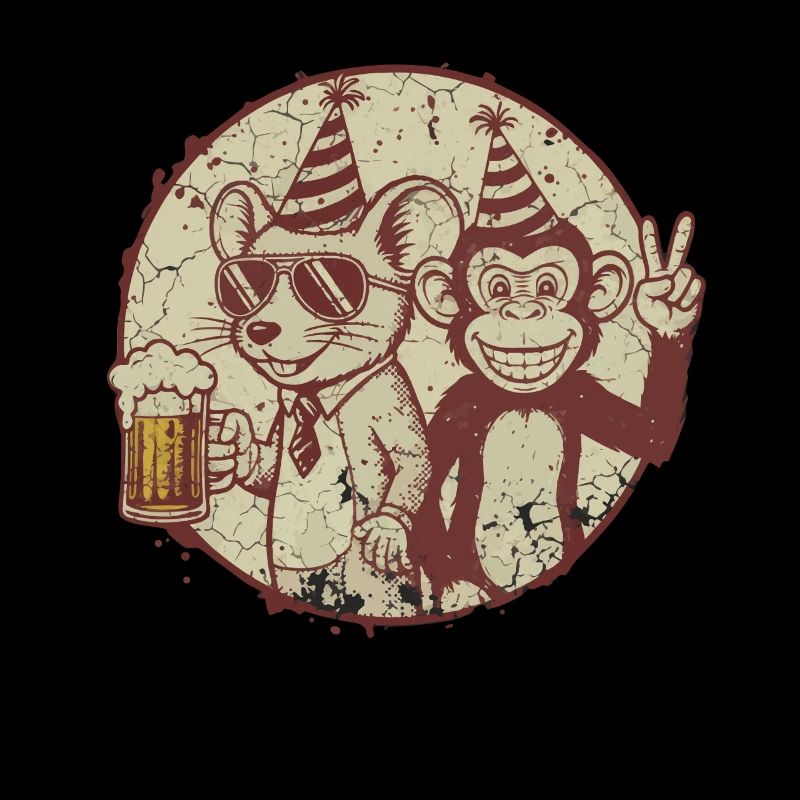 Party Maus Affe Bier