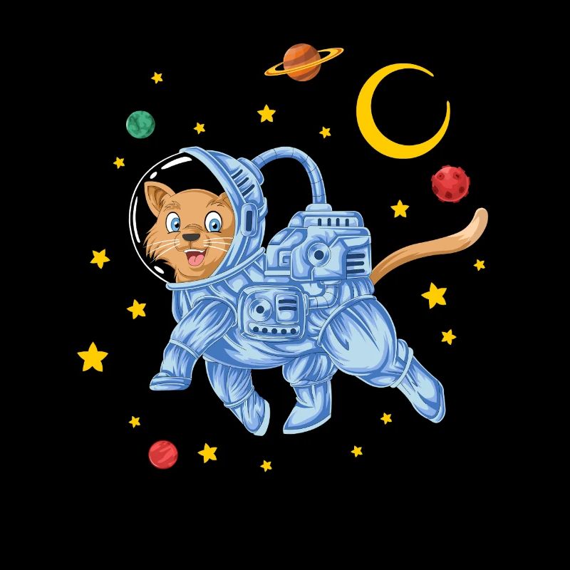 Space Cat Astronaut Floating in Galaxy Stars