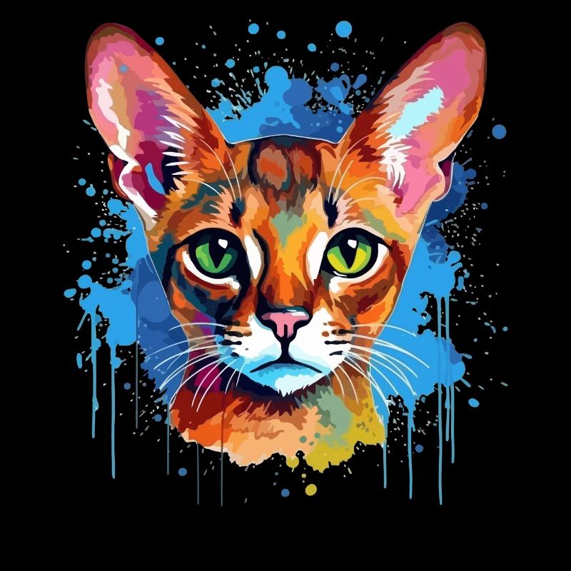 Art éclaboussuré de chat abyssinienne graphique coloré