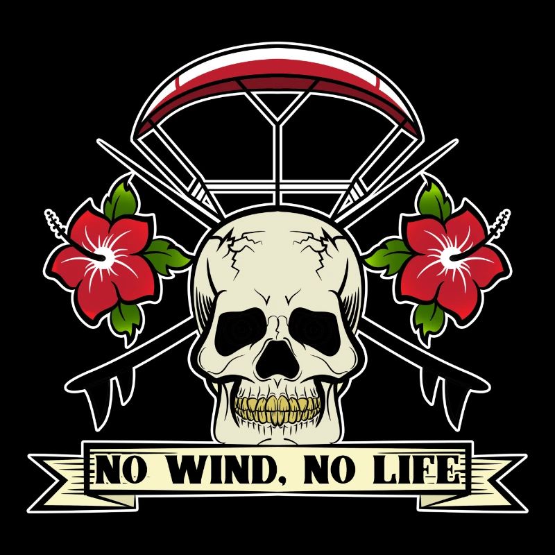 No Wind No Life Totenkopf Surf Kite Kitesurf