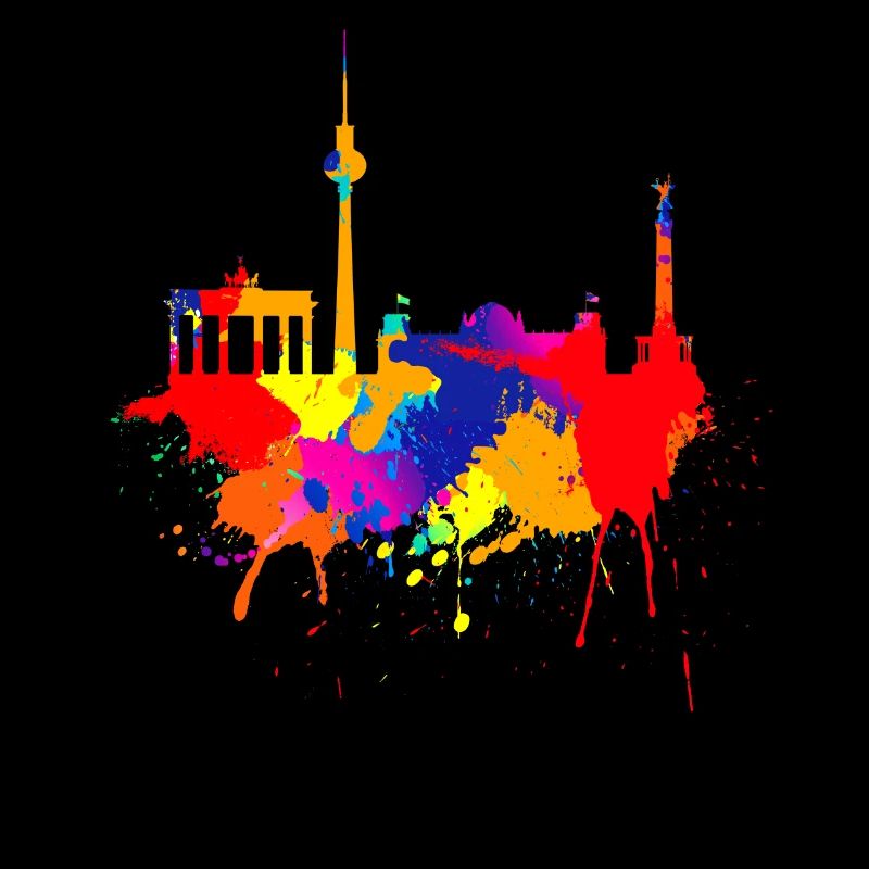 Berlin Skyline Bunte Farben Malerei Kunst Berliner